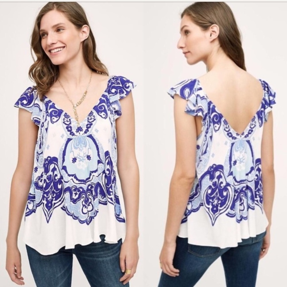 Maeve Clana top blue motif